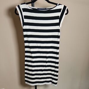 French Connection Black and White Striped Mini Dress